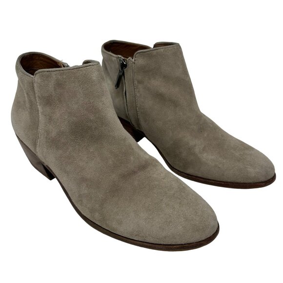Sam Edelman Petty Ankle Boot Size 8.5 Tan Suede Leather Side Zip Low Heel - Picture 3 of 12
